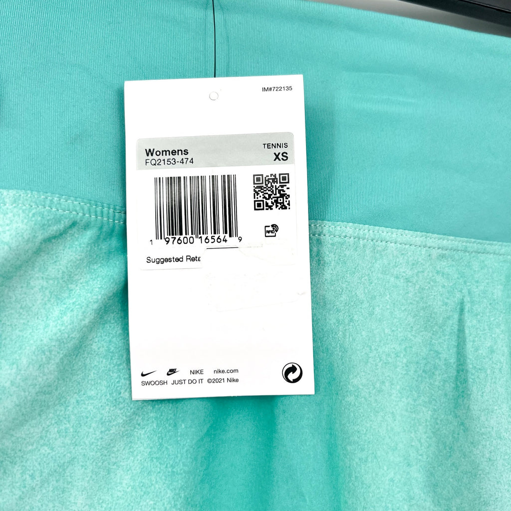NIKE Women's Dri-Fit  Pleated Tennis Skirt XS Glacier Blue Print Skort NWT