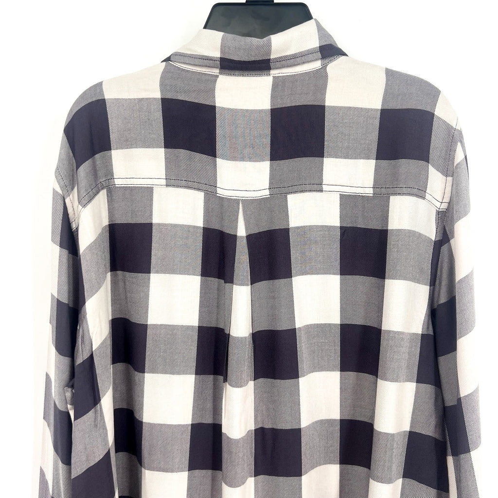 STITCH FIX COSMIC BLUE LOVE Popover Top Shirt Medium Grey White Check NWT