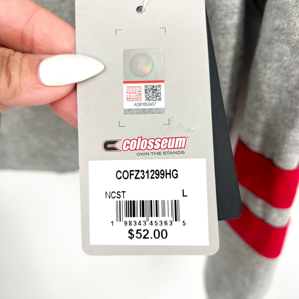 COLOSSEUM Womens NC State Quarter-Zip Fleece Sweatshirt Large Heather Grey NWT