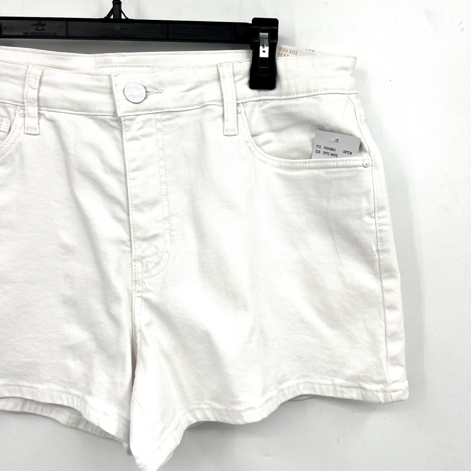 KUT FROM THE KLOTH Jane Cuff Denim Shorts Size 12 Optic White High Waist NWT