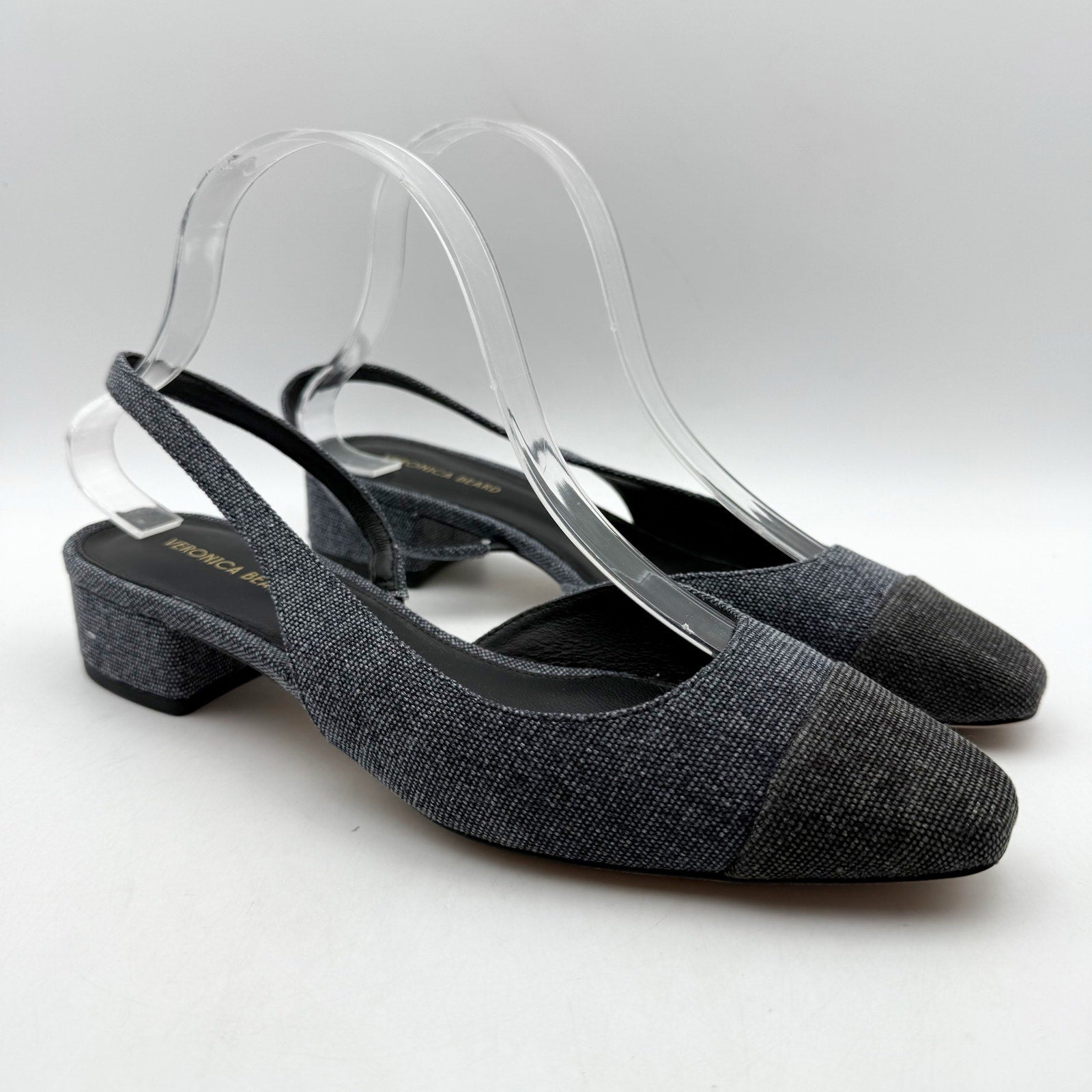 Veronica Beard Womens Cecile Denim Cap Toe Slingback Heel US 8 M Blue Black NWOB