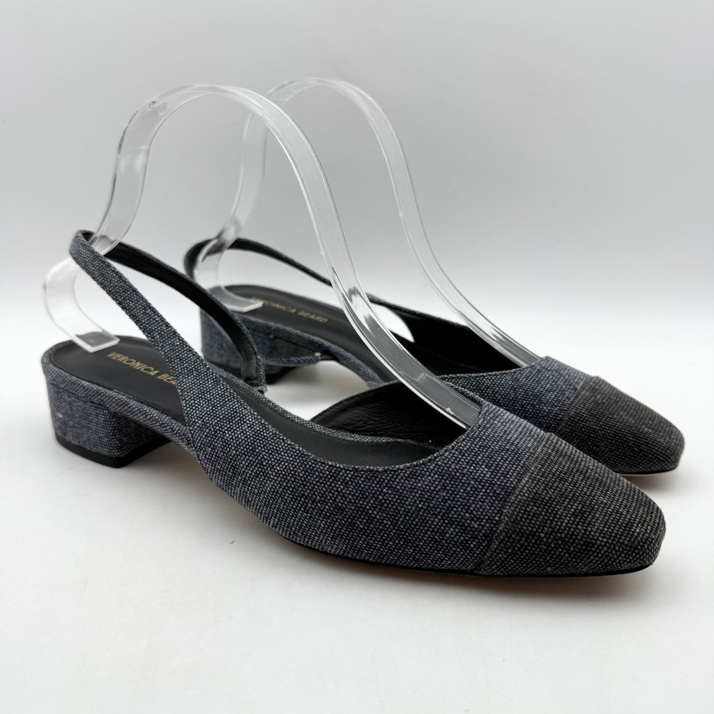 Veronica Beard Womens Cecile Denim Cap Toe Slingback Heel US 8 M Blue Black NWOB