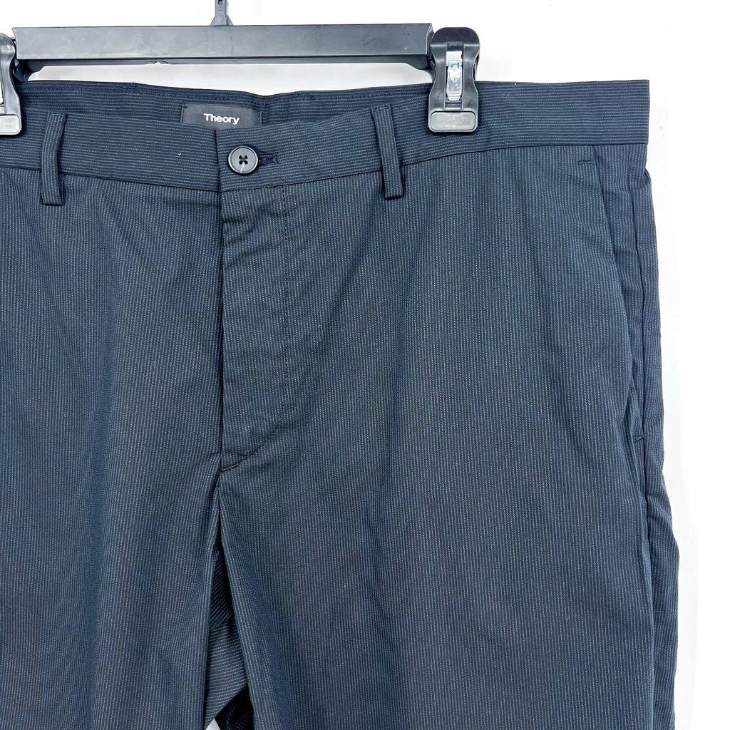 THEORY Mens Zaine SW S Eclipse Multi Coil Shorts Size 38 Navy Blue Pinstripe NWT