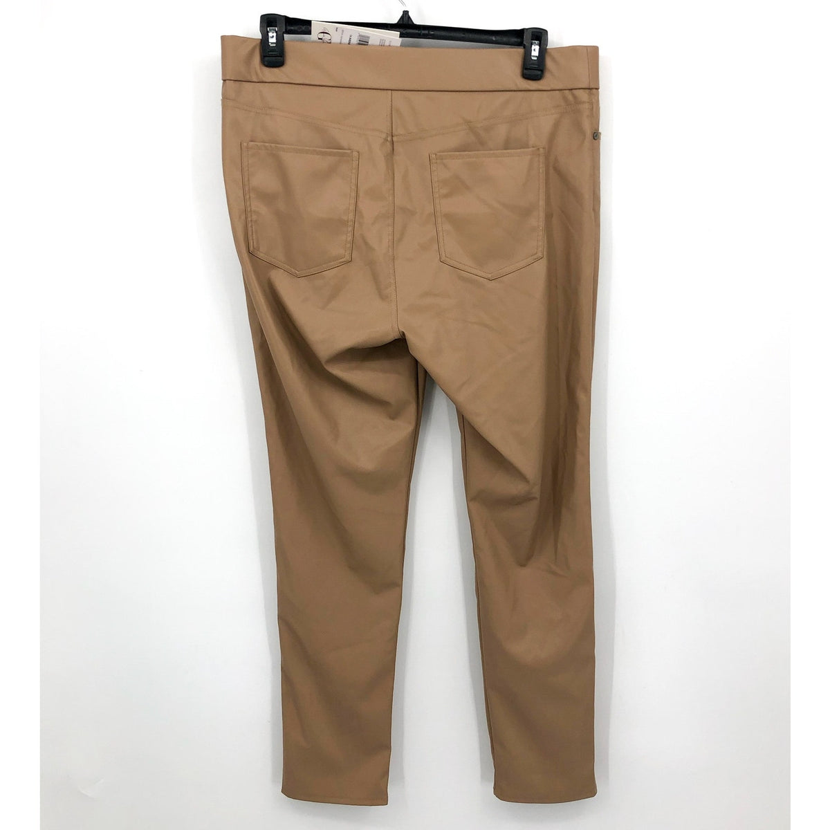 GLORIA VANDERBILT Avery Faux Leather Leggings Size 14 Tan Pull on Skinny NWT