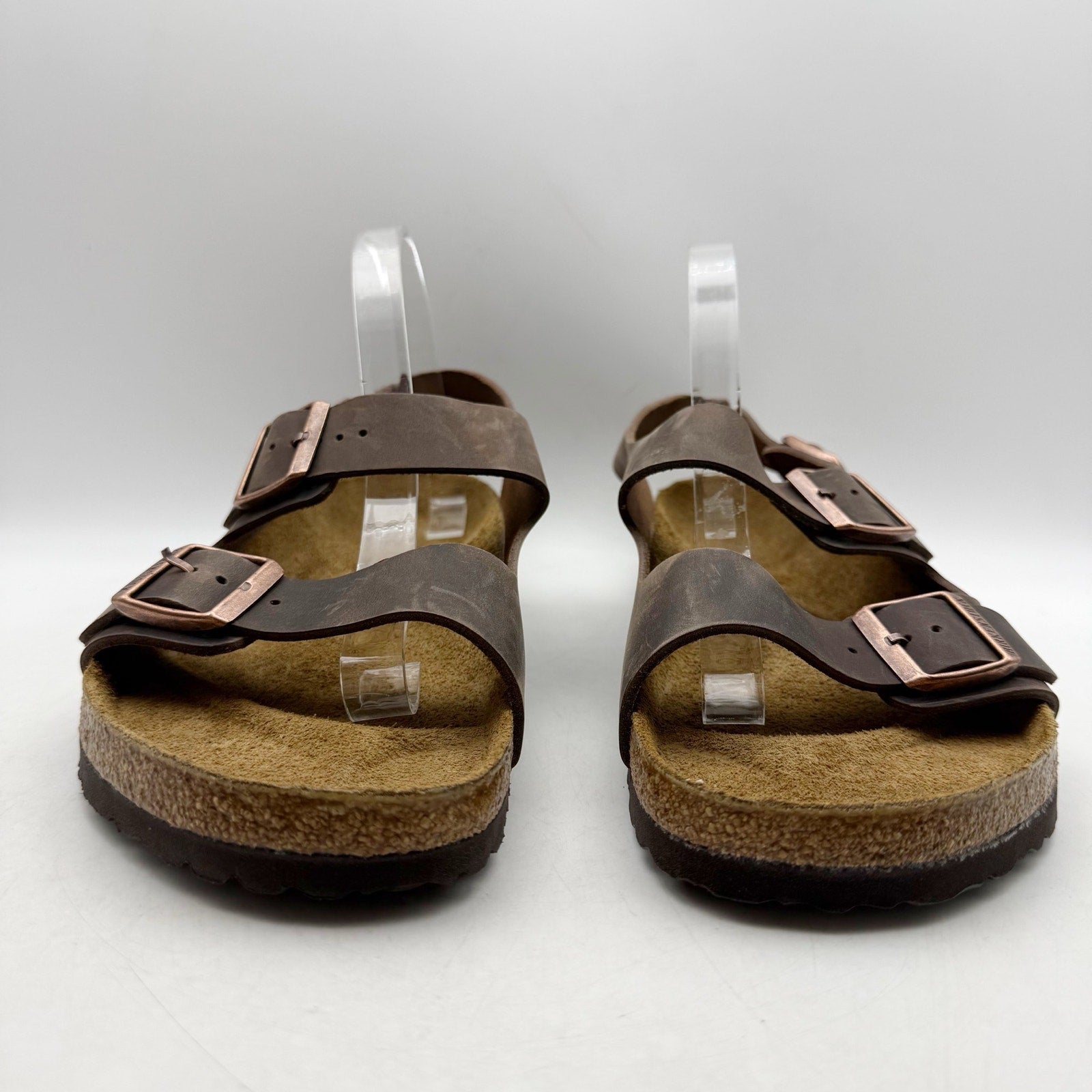 Birkenstock Mens Milano Sandals EU 44 US 11 Habana Brown Oiled Leather NWOB