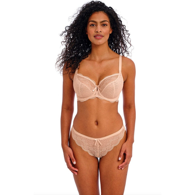 FREYA FANCIES Women's Underwired Plunge Bra Size 36G Natural Beige NWT