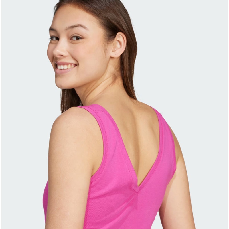 ADIDAS Essentials Small Logo Cotton Tank Top XS Pink Crop NWT