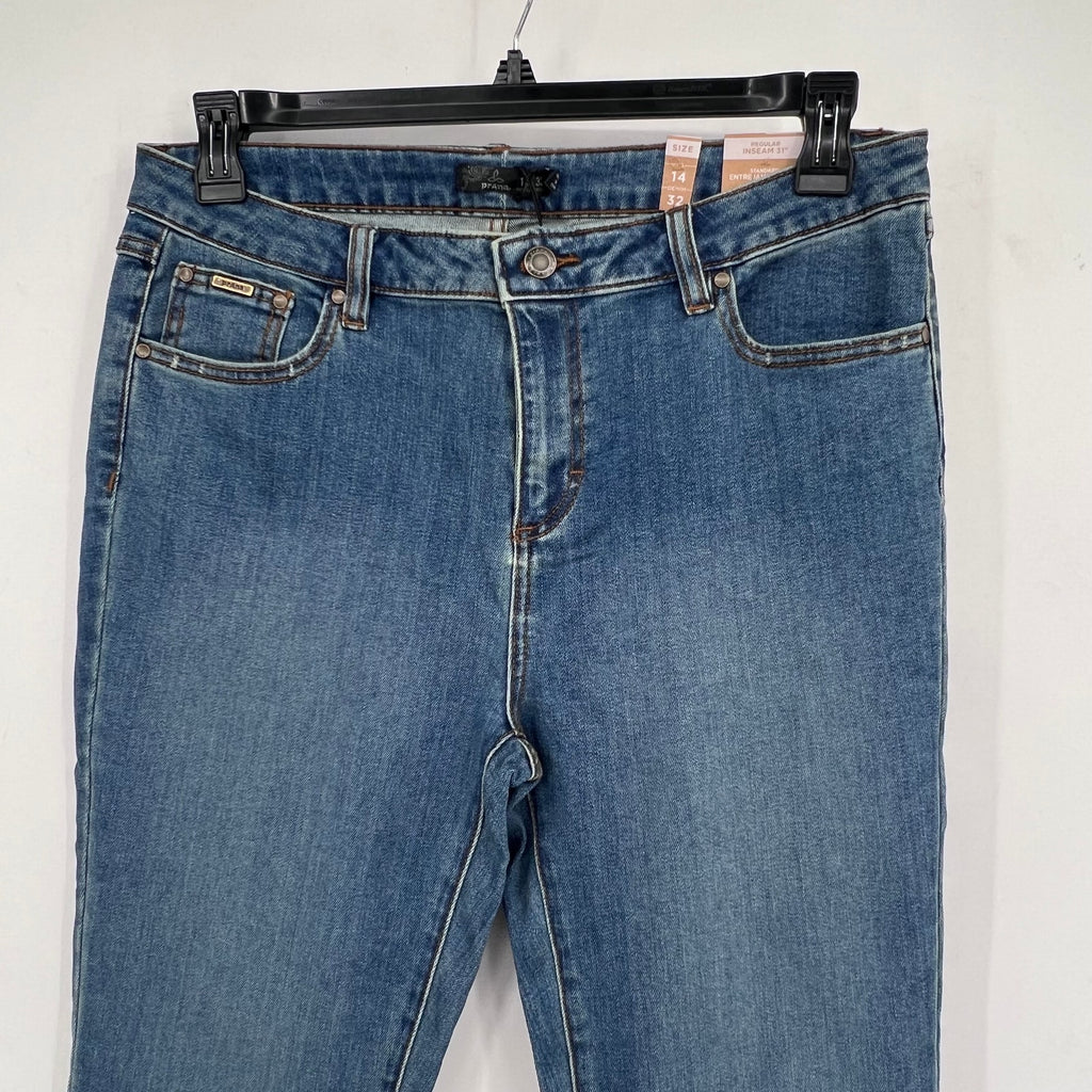 PRANA Womens Sienna Skinny Jeans Size 14 32x31 True Blue Stretch Mid Rise NWT