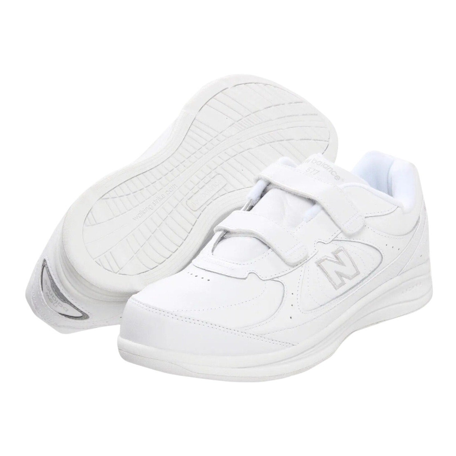 New Balance Mens 577 Sneakers US 14 White Leather Athletic Hook and Loop NIB