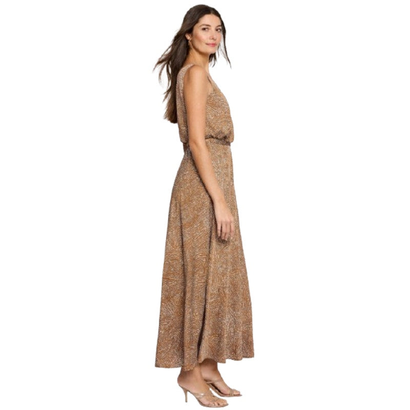 NIC+ZOE Womens Swirling Sands Bianca Dress Large Neutral Tan White Tank NWT