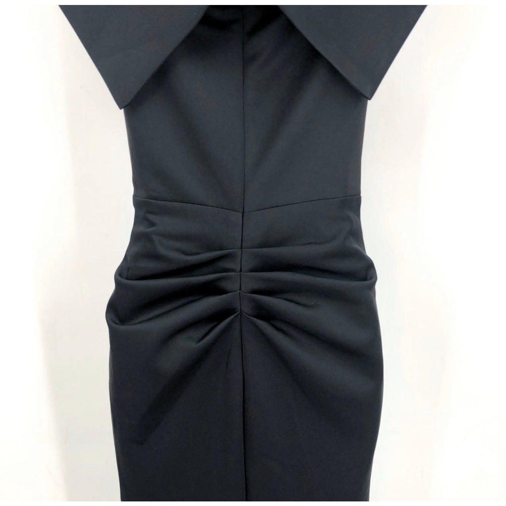 XSCAPE Women's Scuba Off The Shoulder Gown Size 4 Black Ruffle Crepe NWT
