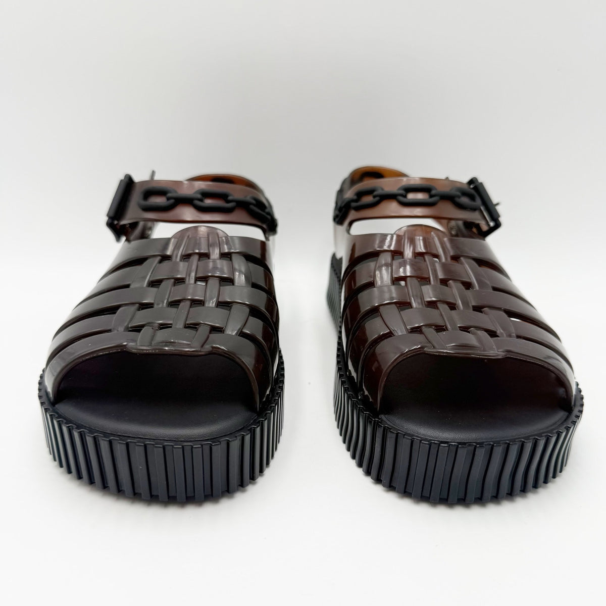 Melissa Womens Francxs + A LA Garconne Sandals Size 6 EU 37 Brown Black NIB