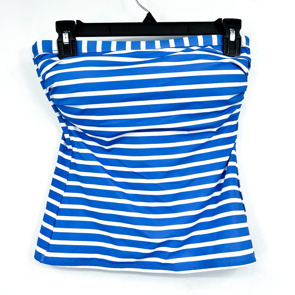 TOMMY BAHAMA Coastline Stripe Bandeau Tankini Top Small Blue White NWOT