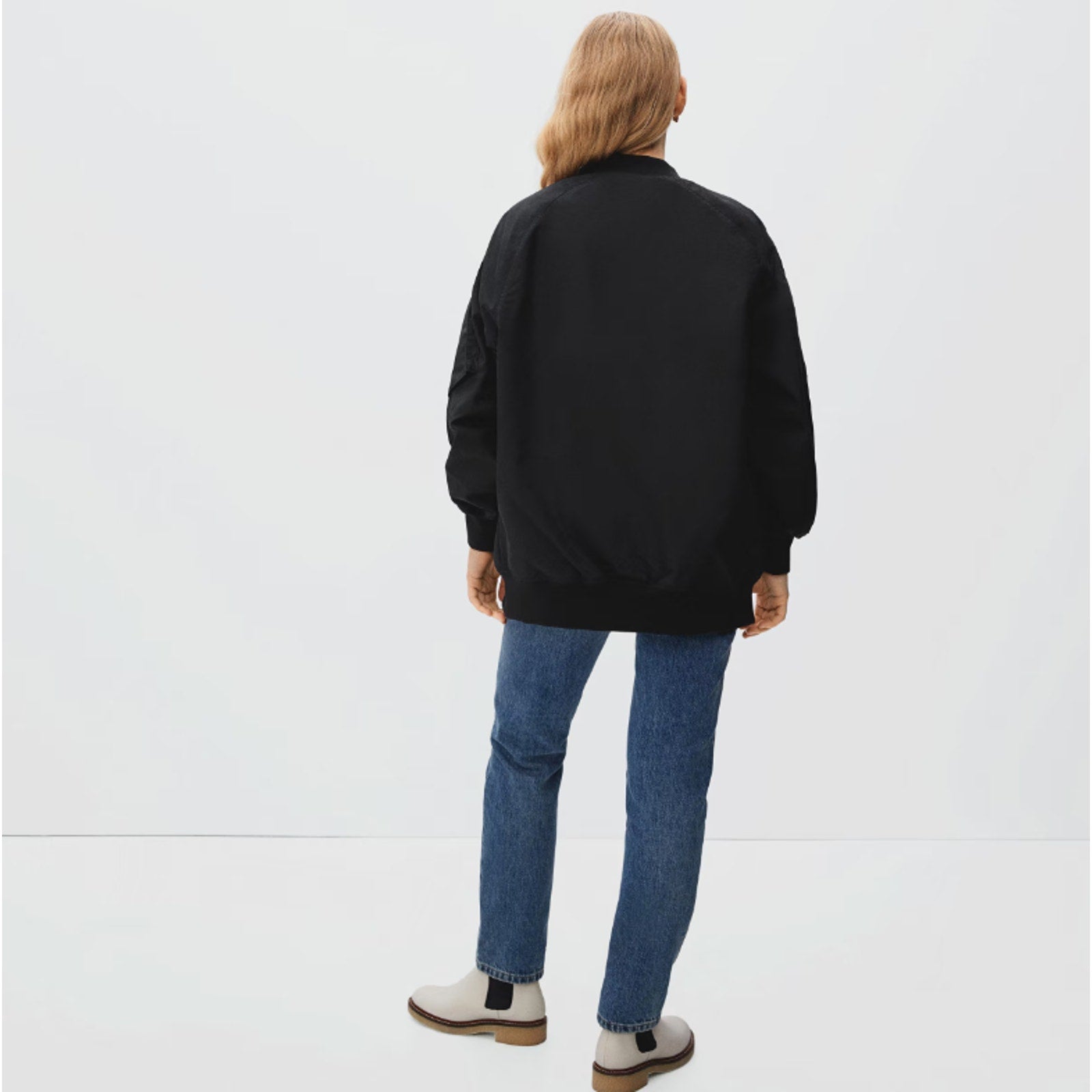 Everlane Womens Cotton Bomber Jacket XL Black Oversized Boxy NWT