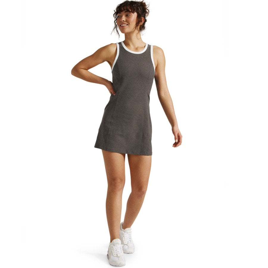 BEYOND YOGA Outlines Dress Small True Gray Heather Cloud White Spacedye NWT