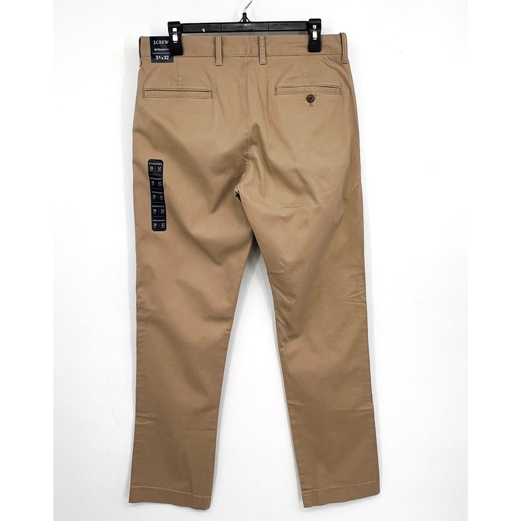 J.CREW Mens Straight-fit Flex Chino Pants 31x32 Khaki Flat Front H3186 NWT