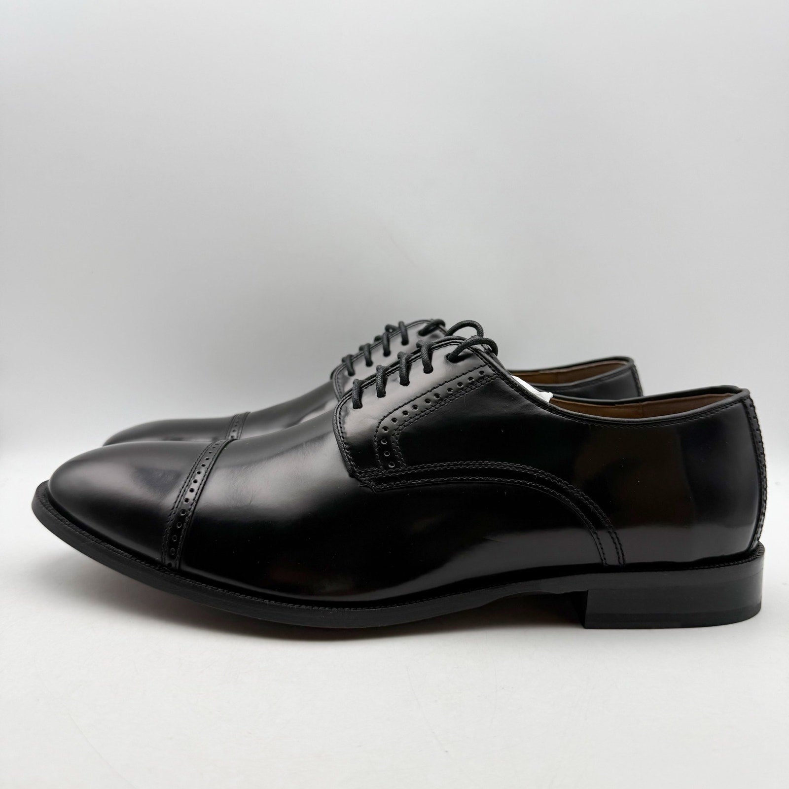 Johnston & Murphy Mens Bradford Oxford Shoes US 13 EEE Black Patent Leather NWOB