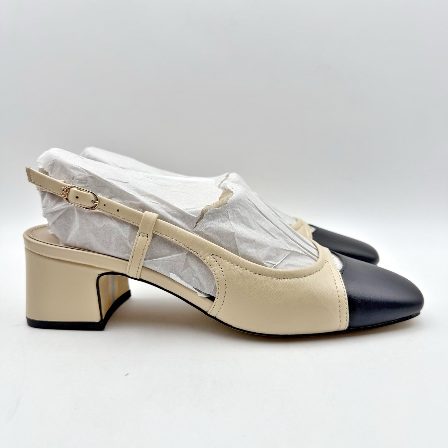 Sam Edelman Womens Tarra Slingback Pumps US 6 M Tan Black Leather NIB