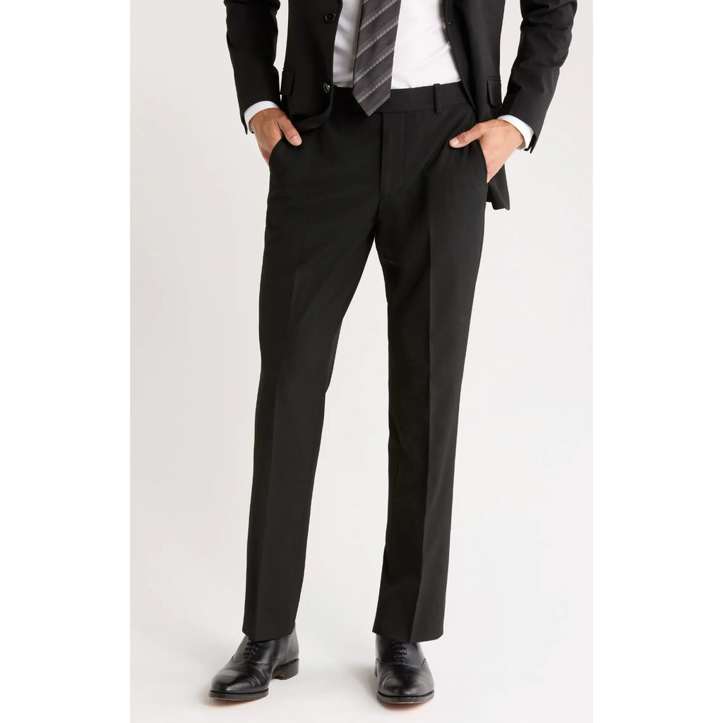 NORDSTROM RACK Men's Straight Leg Dress Pants 36R Black Flat Front Trim Fit NWT