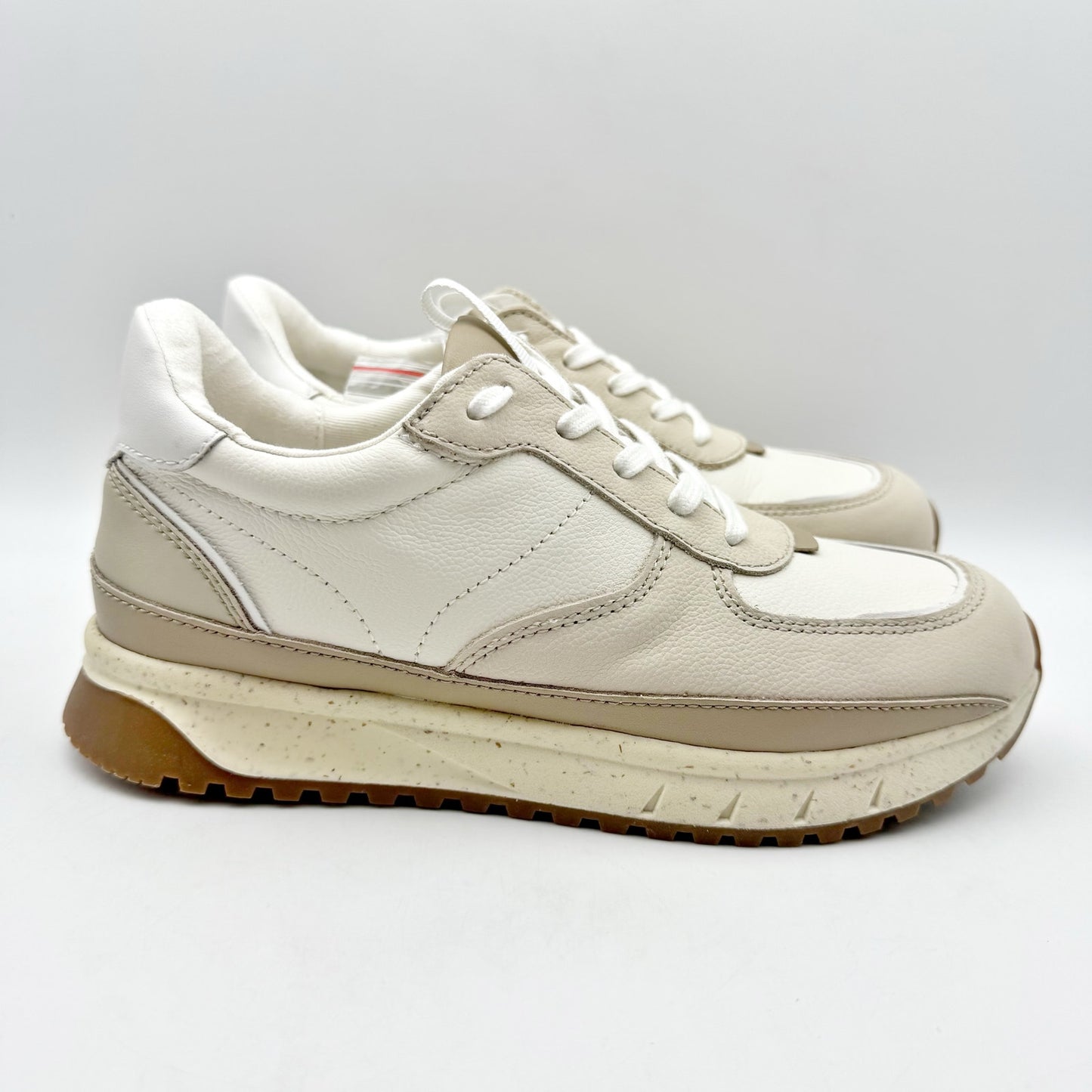 MADEWELL Womens Kickoff Trainer Sneakers US 7 M Cream Tan White Leather NIB