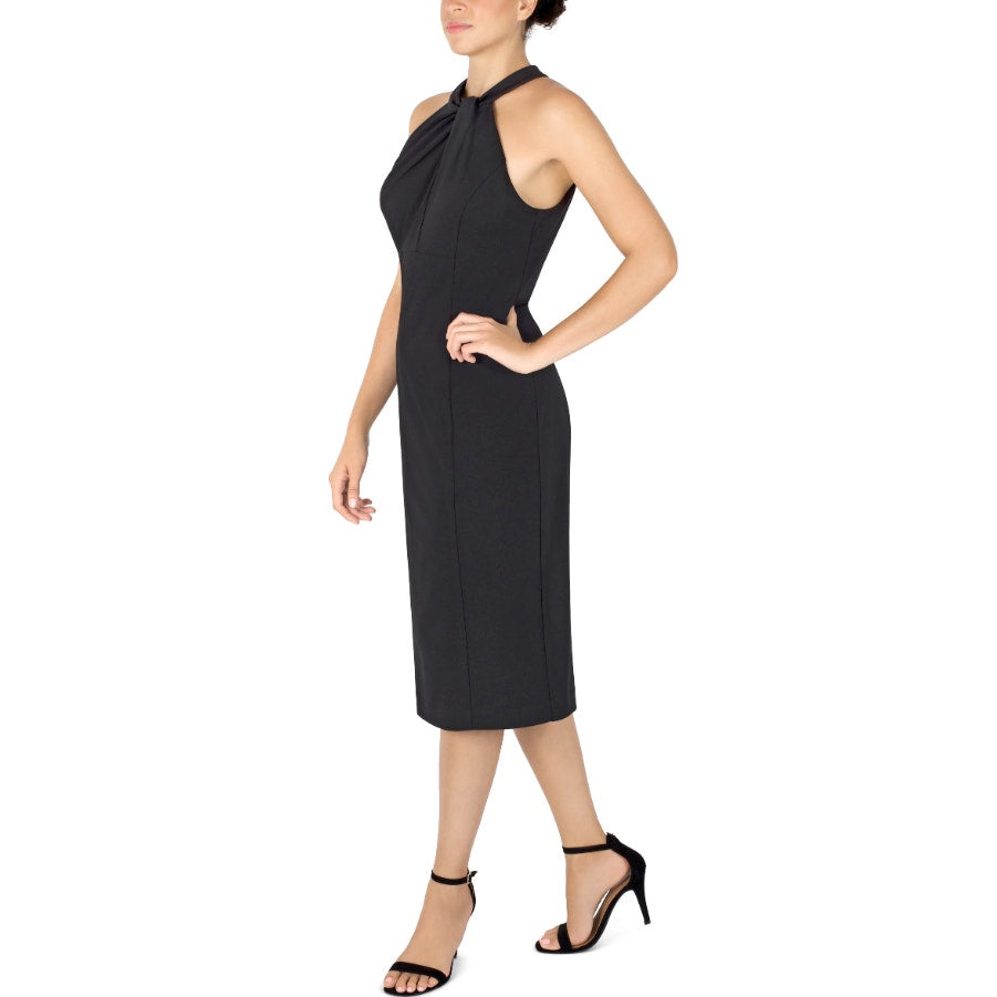 JULIA JORDAN Women's Twist Halter Sheath Dress Size 14 Black Sleeveless NWT