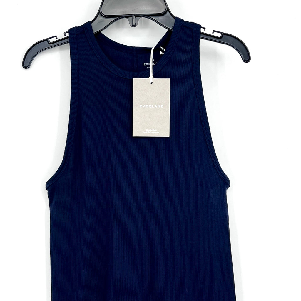 EVERLANE Women's The Luxe Rib Racerback Tank Medium Navy Blue Supima Cotton NWT