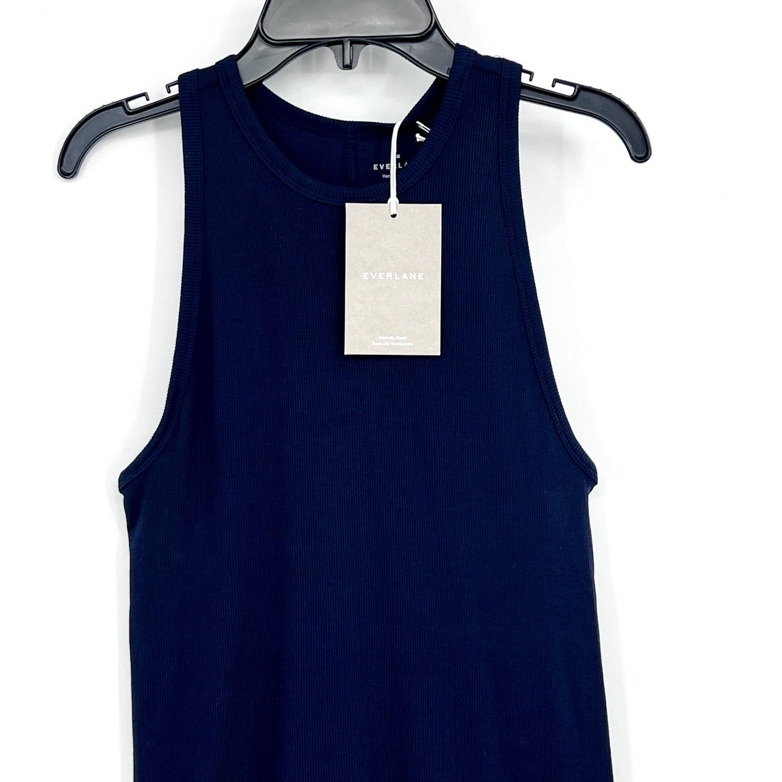 EVERLANE Women's The Luxe Rib Racerback Tank Medium Navy Blue Supima Cotton NWT