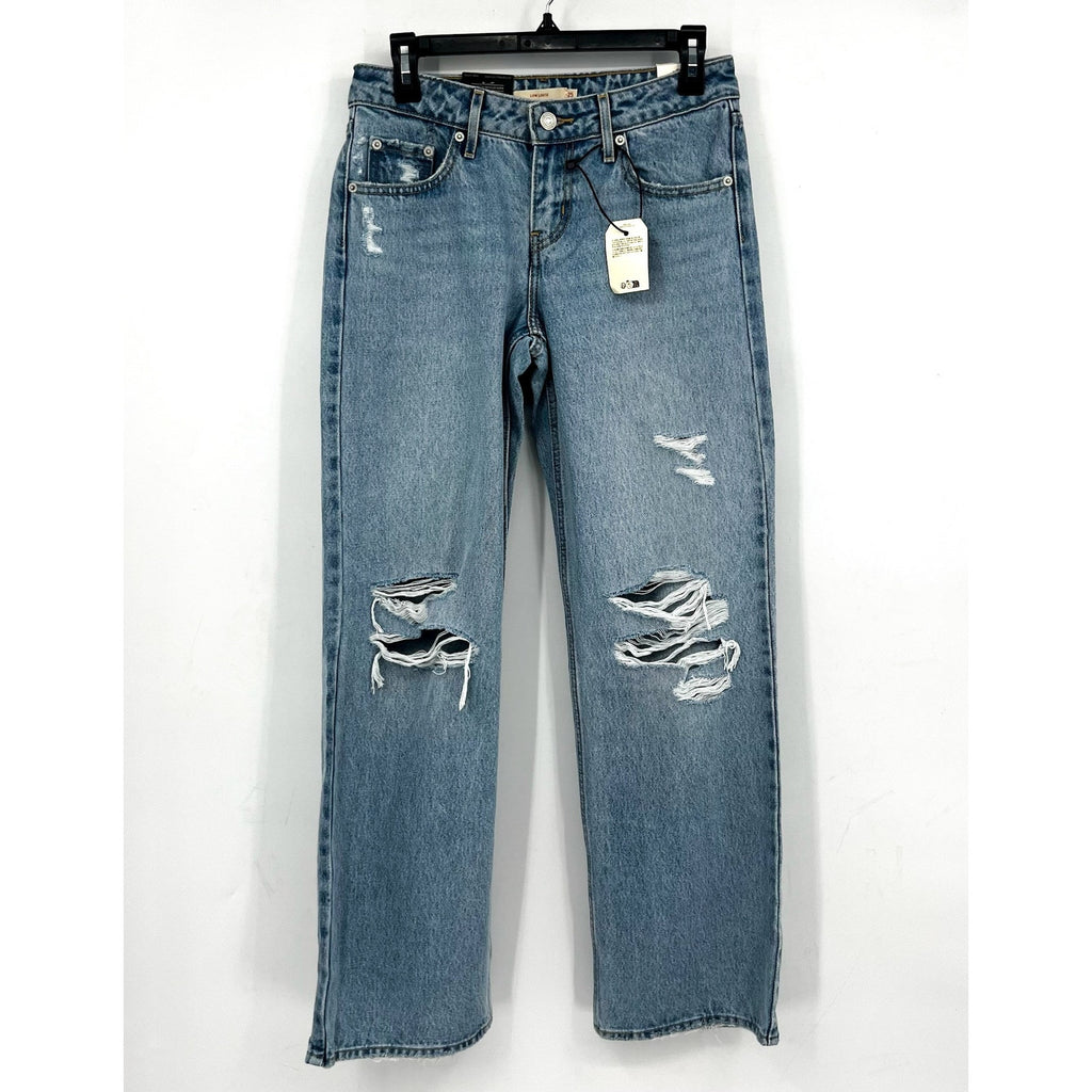 LEVI'S Womens Low Loose Straight Jeans 25x32 Size 0 Light Blue A5566-0001 NWT