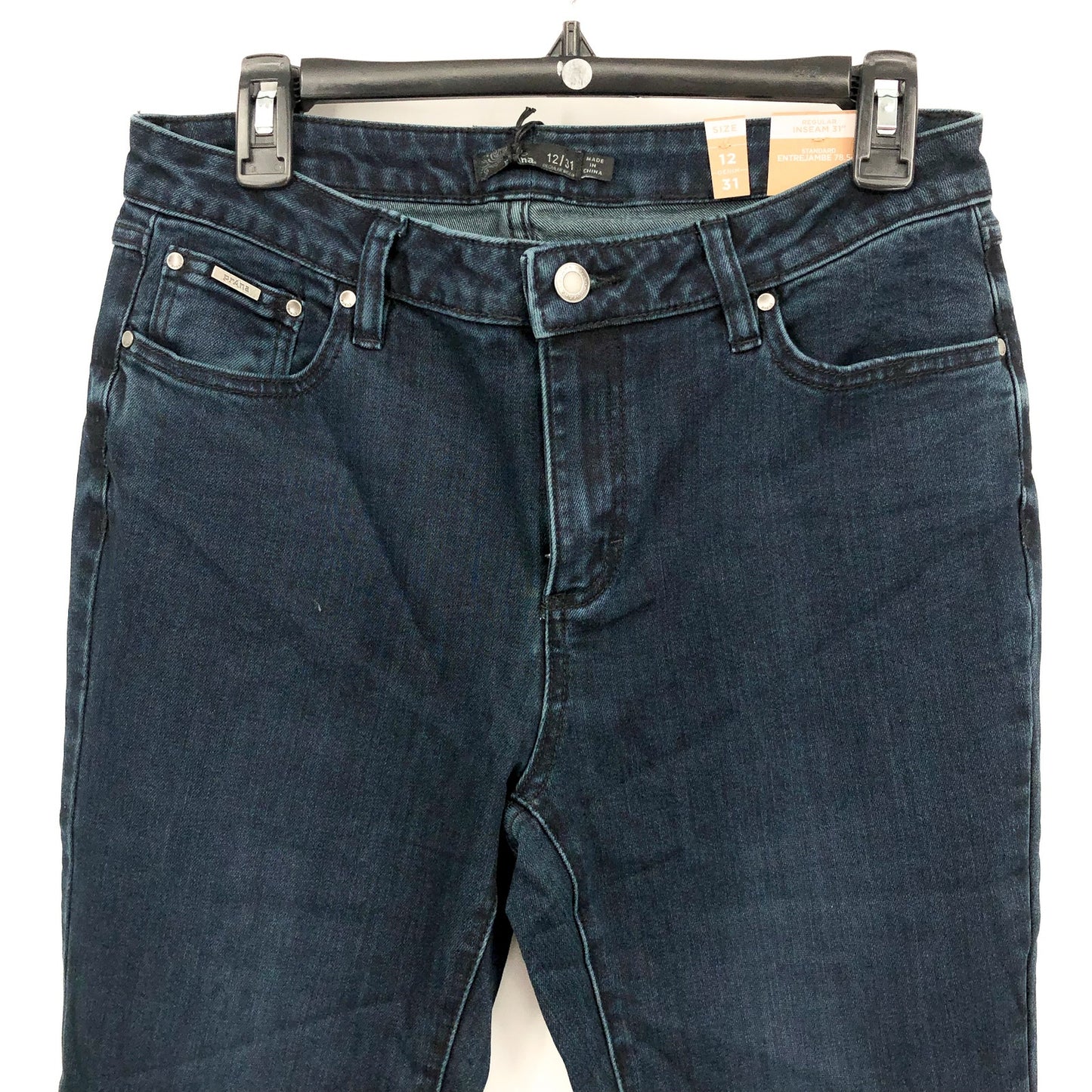 PRANA Women's Sienna Jeans 31 US 12 Deep Blue Stretch Denim Mid Rise Skinny NWT