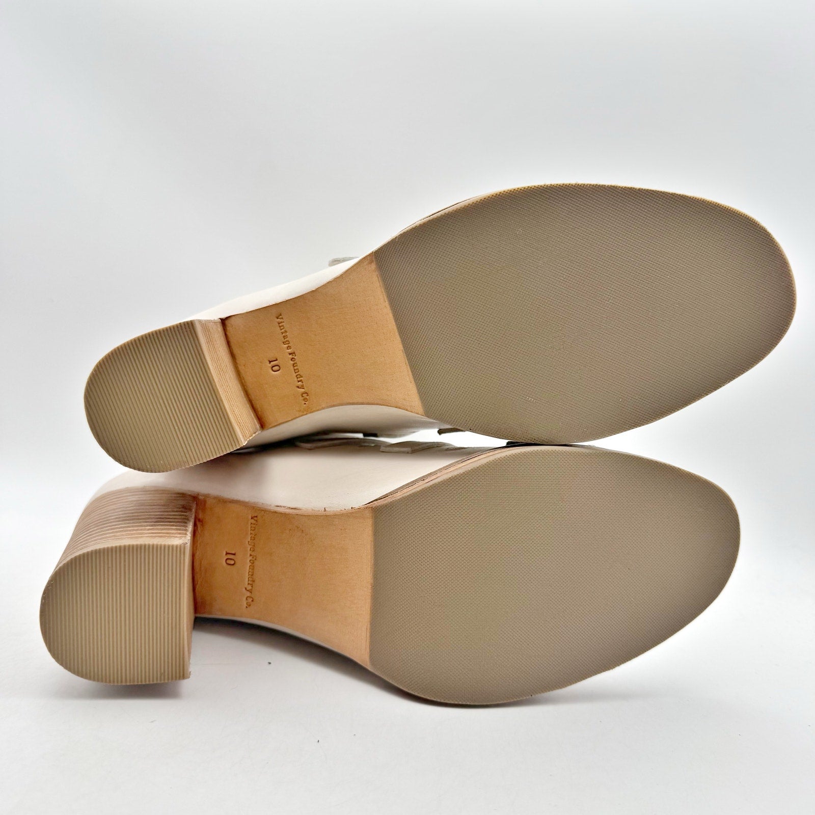 Vintage Foundry Co Womens Lauralyn Heel Sandals US 10 Cream Ivory Leather NIB