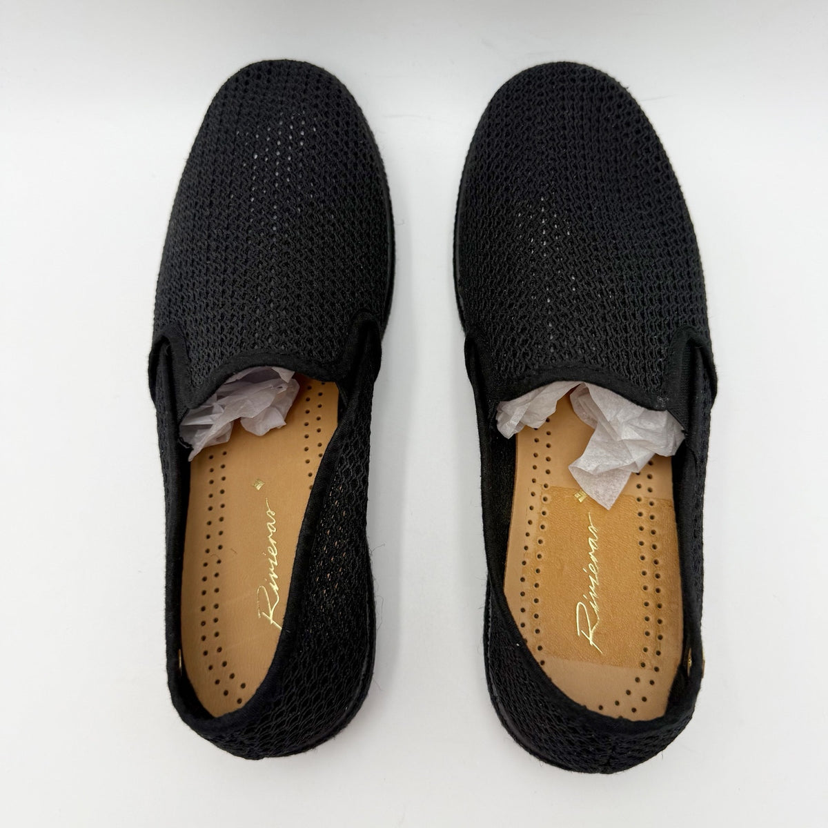 Rivieras Womens Classic Mesh Slip On Shoes Size 7.5 EU 38 Black NIB