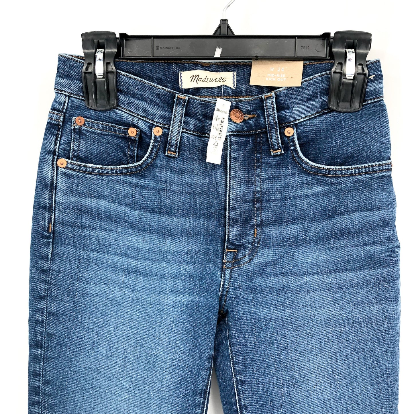 MADEWELL Women's Kick Out Crop Jeans Size 24 Blue Brinton NM242 Mid Rise NWT