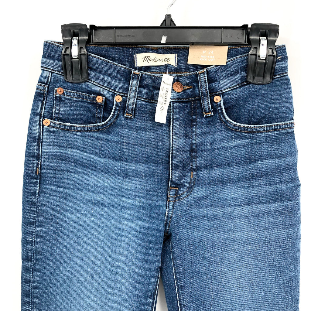 MADEWELL Women's Kick Out Crop Jeans Size 24 Blue Brinton NM242 Mid Rise NWT