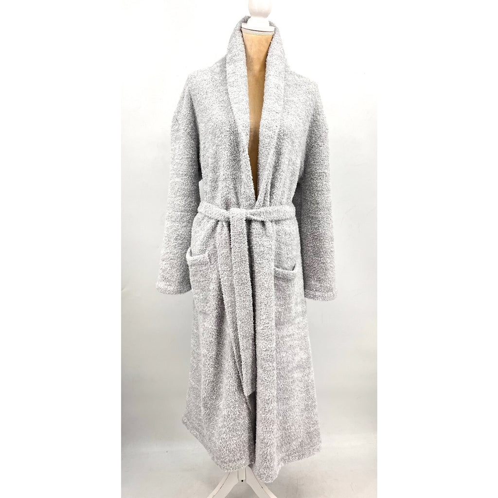 BAREFOOT DREAMS CozyChic Heathered Robe SIZE 2 LARGE- XL HE Ocean-White NWT