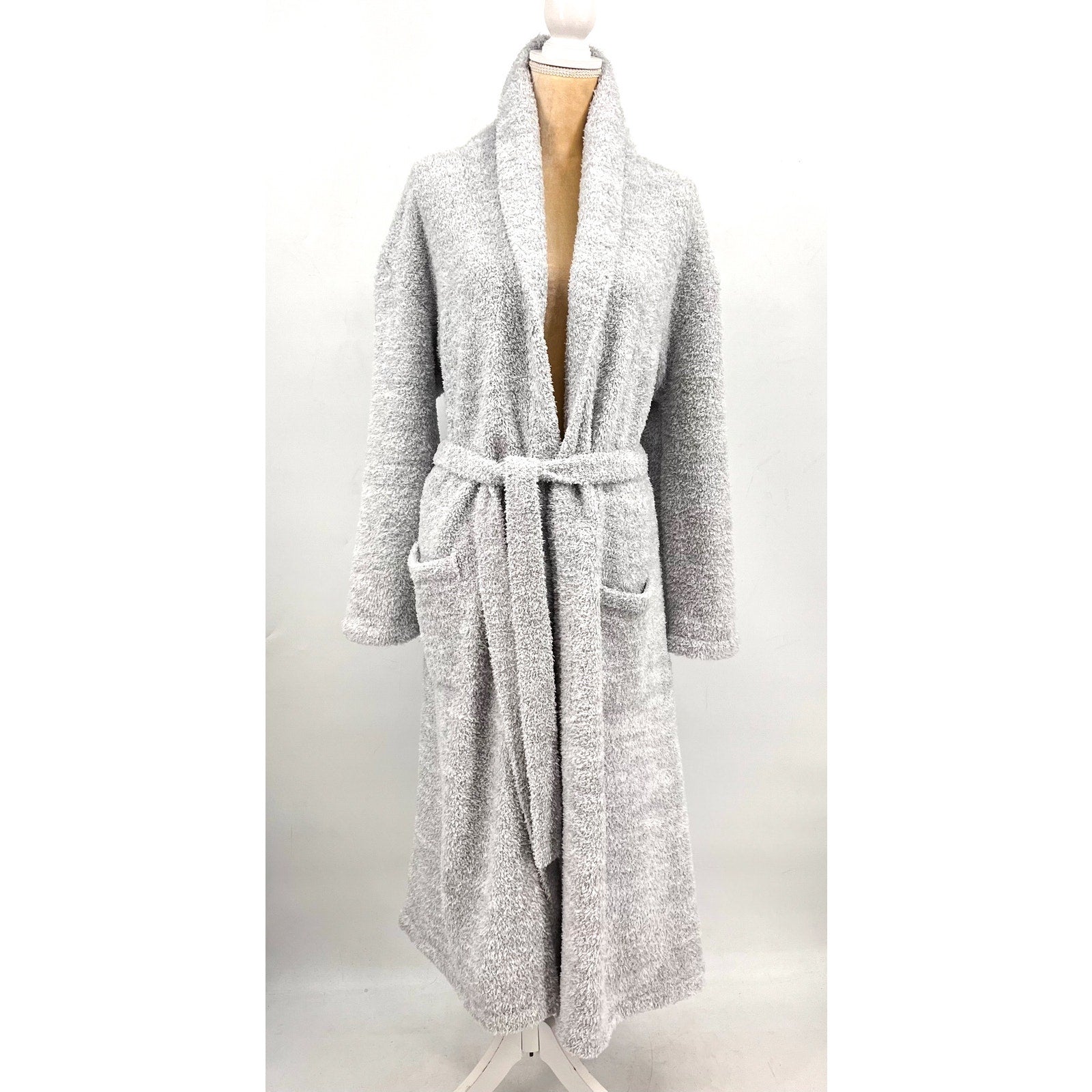 BAREFOOT DREAMS CozyChic Heathered Robe SIZE 2 LARGE- XL HE Ocean-White NWT