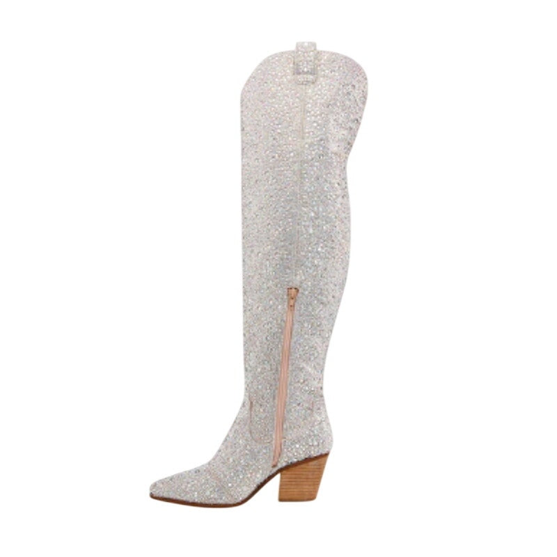 Betsey Johnson Womens Rodeo Over the Knee Boot US 11 Multicolor Rhinestone NWOB