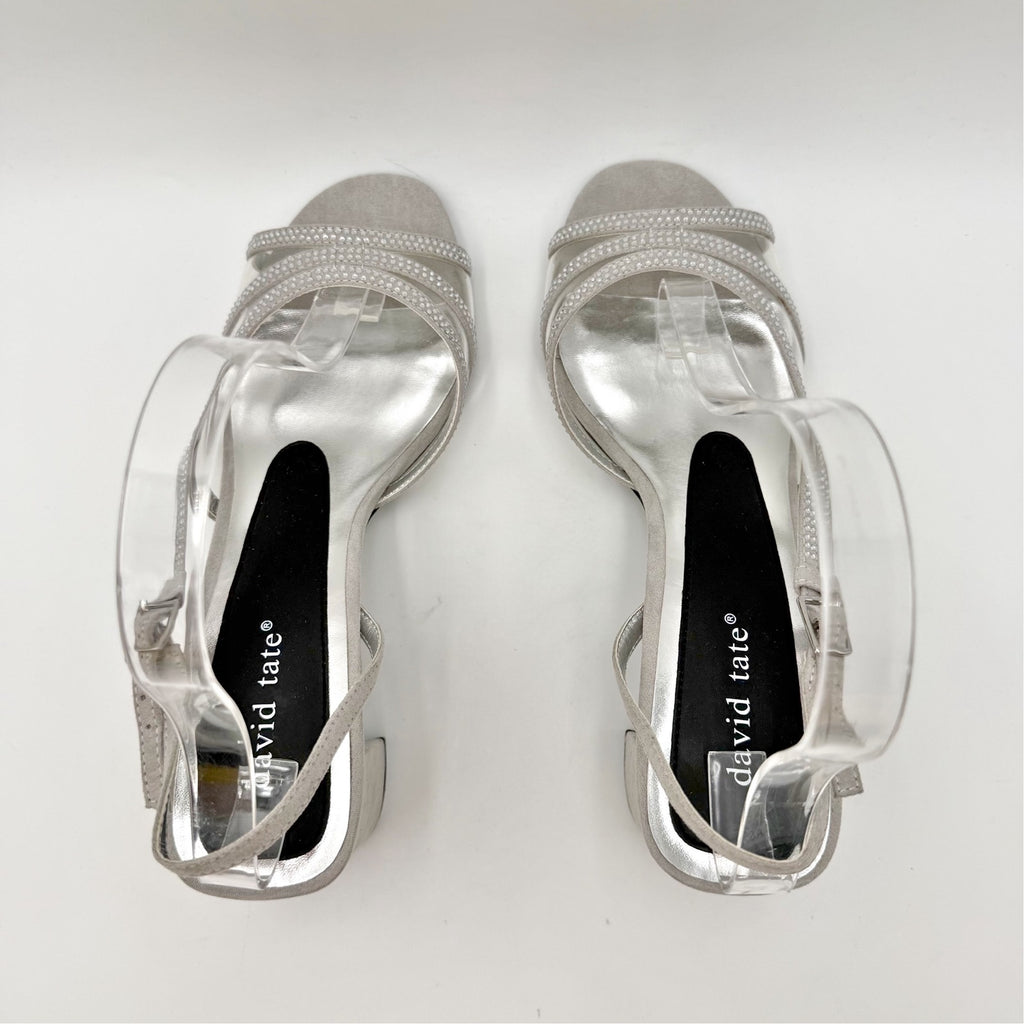 David Tate Womens Wed Heeled Sandals Size 8.5 Wide Silver NWOB