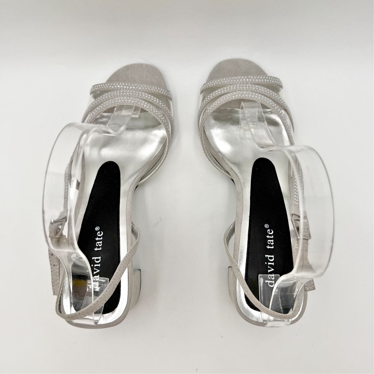 David Tate Womens Wed Heeled Sandals Size 8.5 Wide Silver NWOB