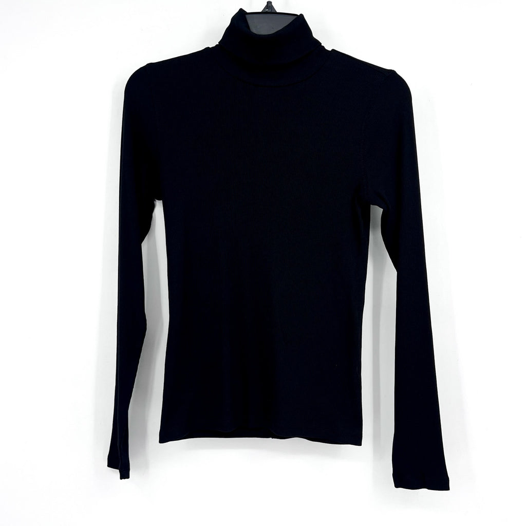 EVERLANE Women's Luxe Rib Turtleneck Sweater Small Black Long Sleeve Supima NWT