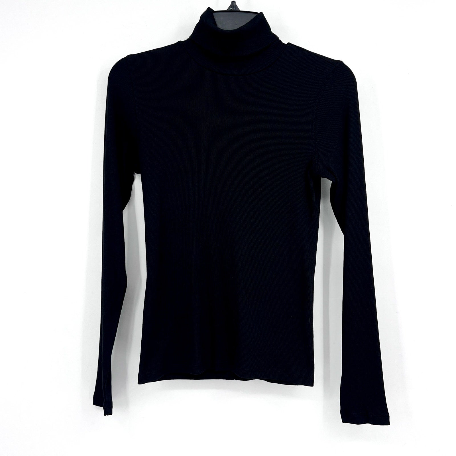 EVERLANE Women's Luxe Rib Turtleneck Sweater Small Black Long Sleeve Supima NWT