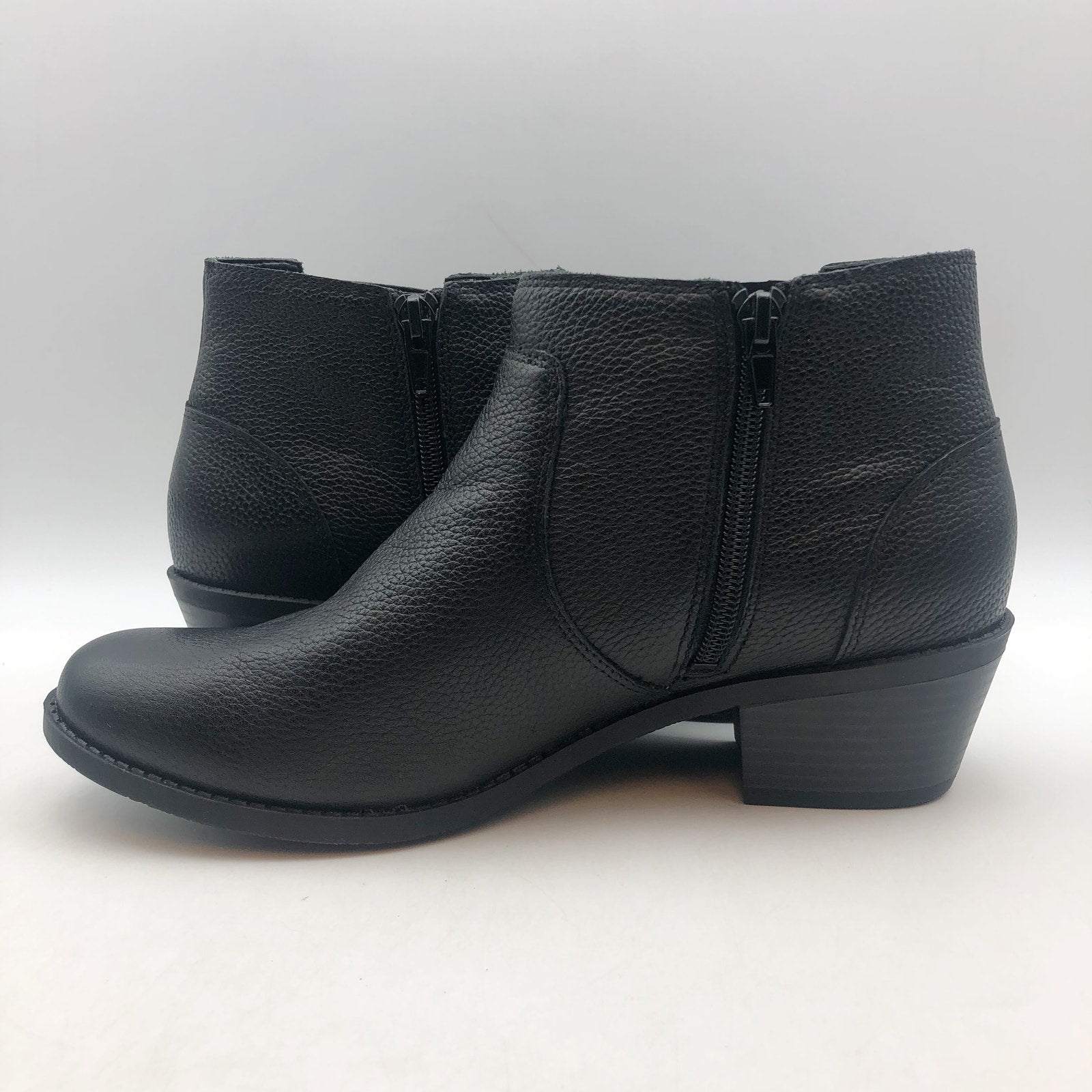 Vionic Womens Finn Ankle Booties US 8 EU 38.5 Black Leather Boots NWOB