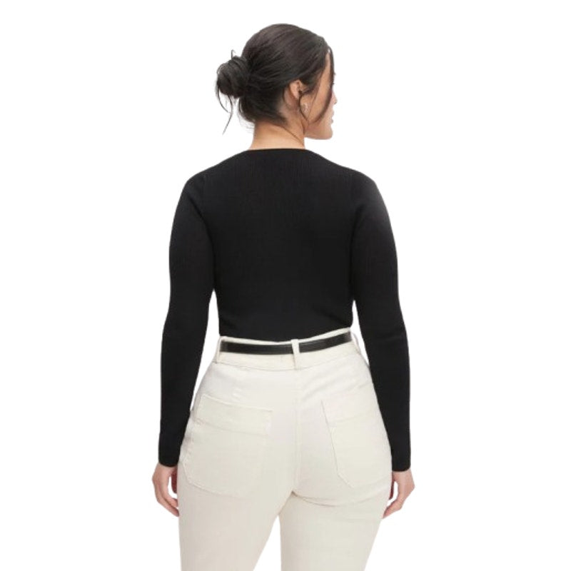 EVERLANE Women's The Long-Sleeve Sweater Tee Small Black Ultrafine Merino NWT