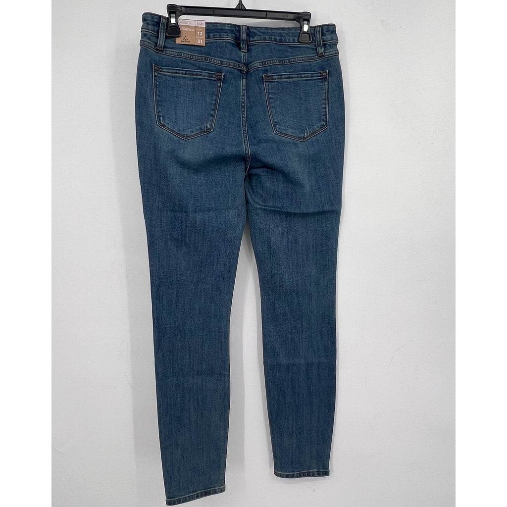 PRANA Womens Sienna Skinny Jeans Size 12 31x31 True Blue Stretch Mid Rise NWT