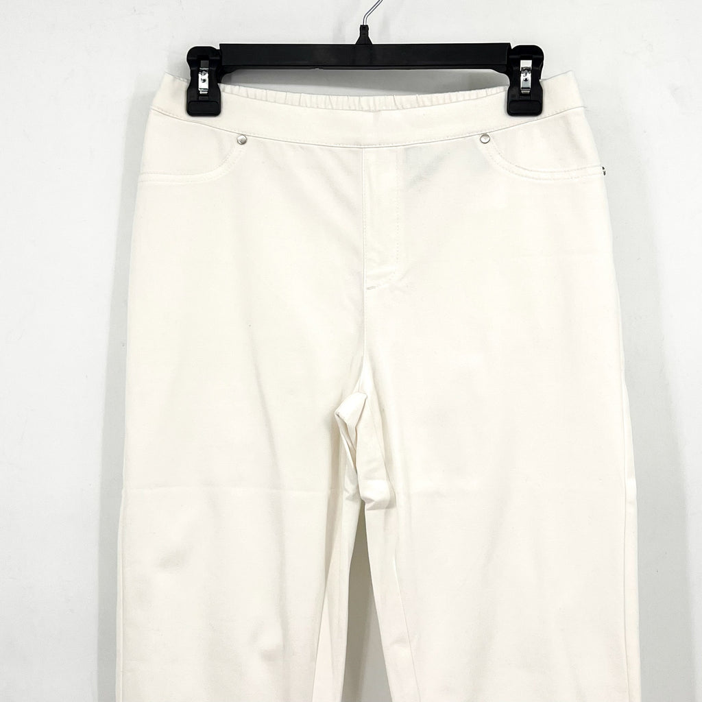 H BY HALSTON Womens Ultra Knit Pull-On Ankle Pants Size 2 White Slim Leg NWOT