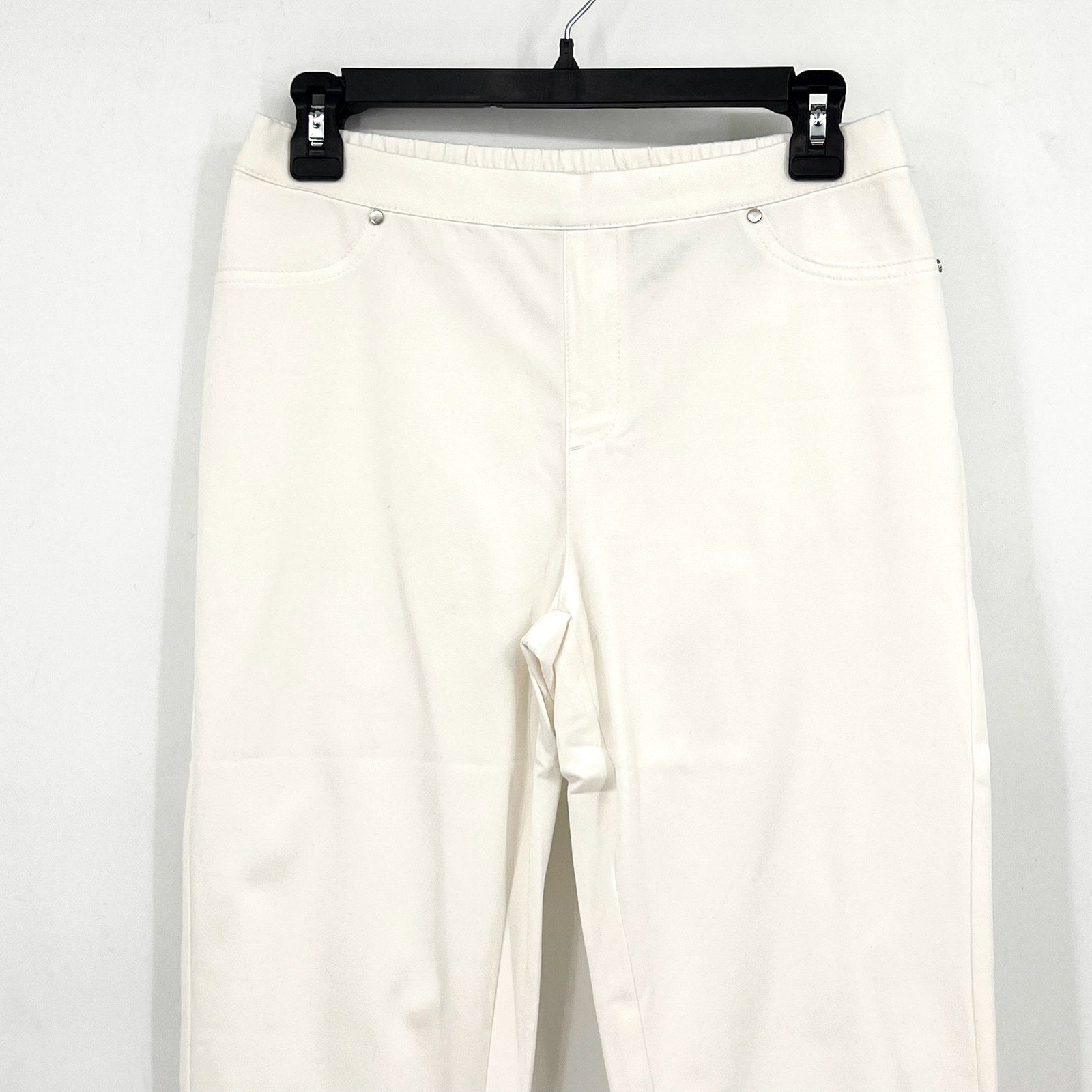 H BY HALSTON Womens Ultra Knit Pull-On Ankle Pants Size 2 White Slim Leg NWOT