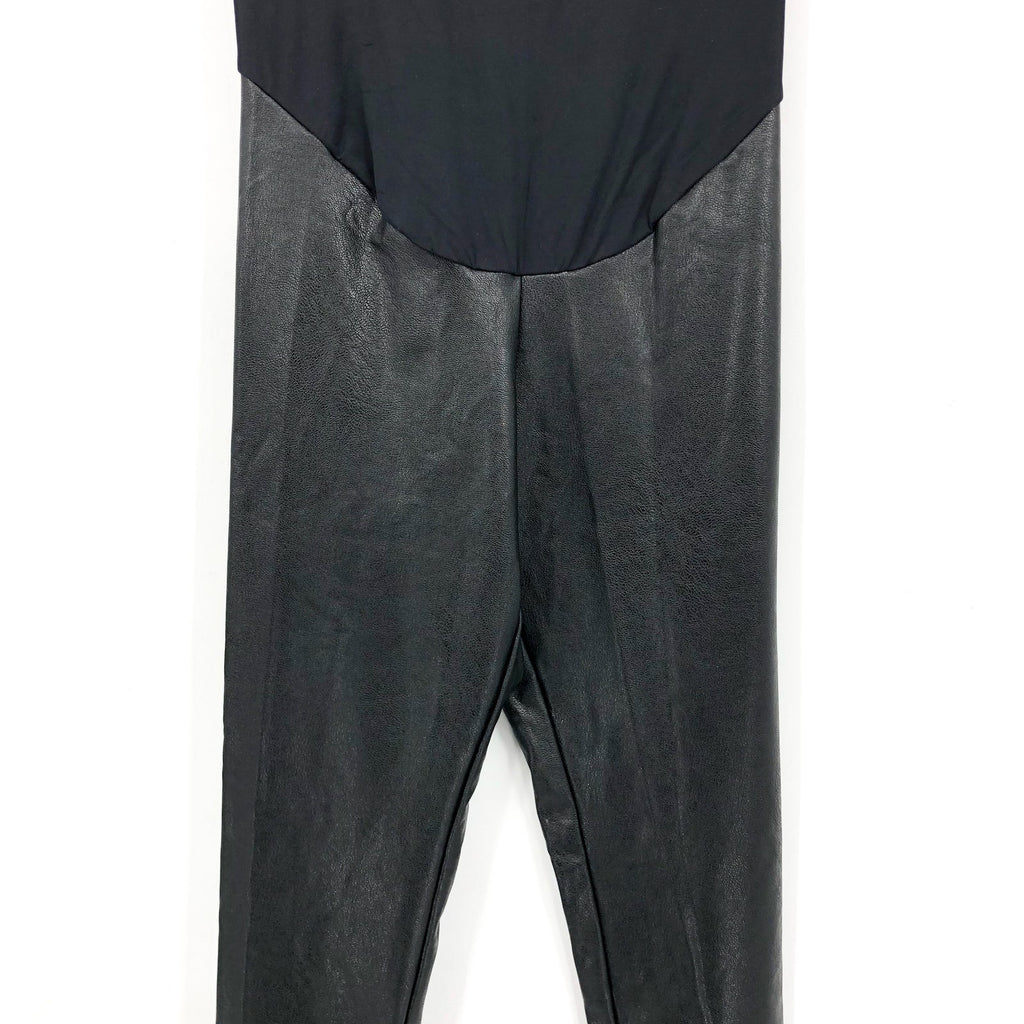 COMMANDO Women's Faux Leather Maternity Legging Large Black Belly Band NWOT