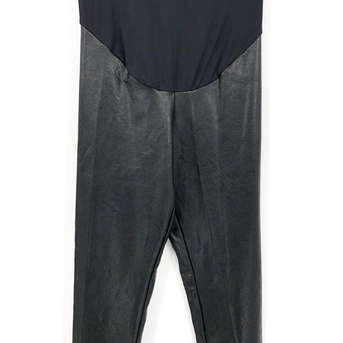 COMMANDO Women's Faux Leather Maternity Legging Large Black Belly Band NWOT