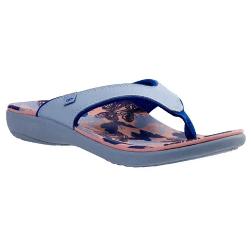 Spenco Womens Yumi Butterfly Sandals Size 8 WIDE Blue Pink Flip Flops NWOB