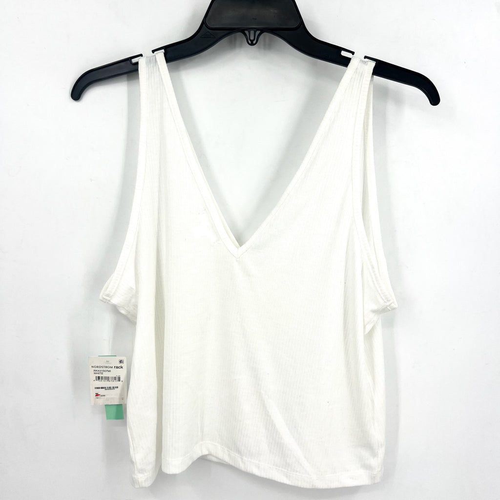 ABOUND Womens Double V-Neck Ribbed Crop Tank Top XXL White Stretch NWT