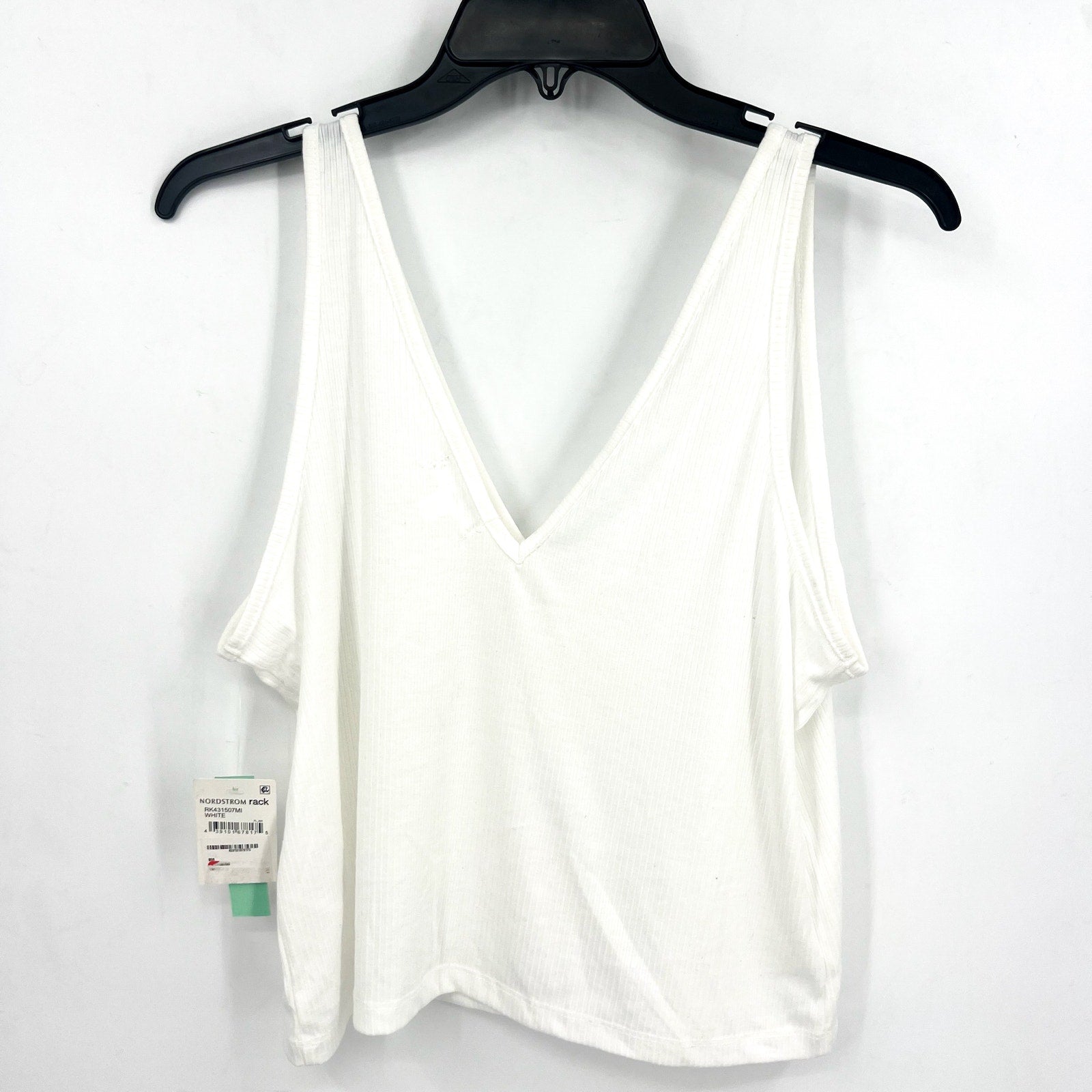 ABOUND Womens Double V-Neck Ribbed Crop Tank Top XXL White Stretch NWT